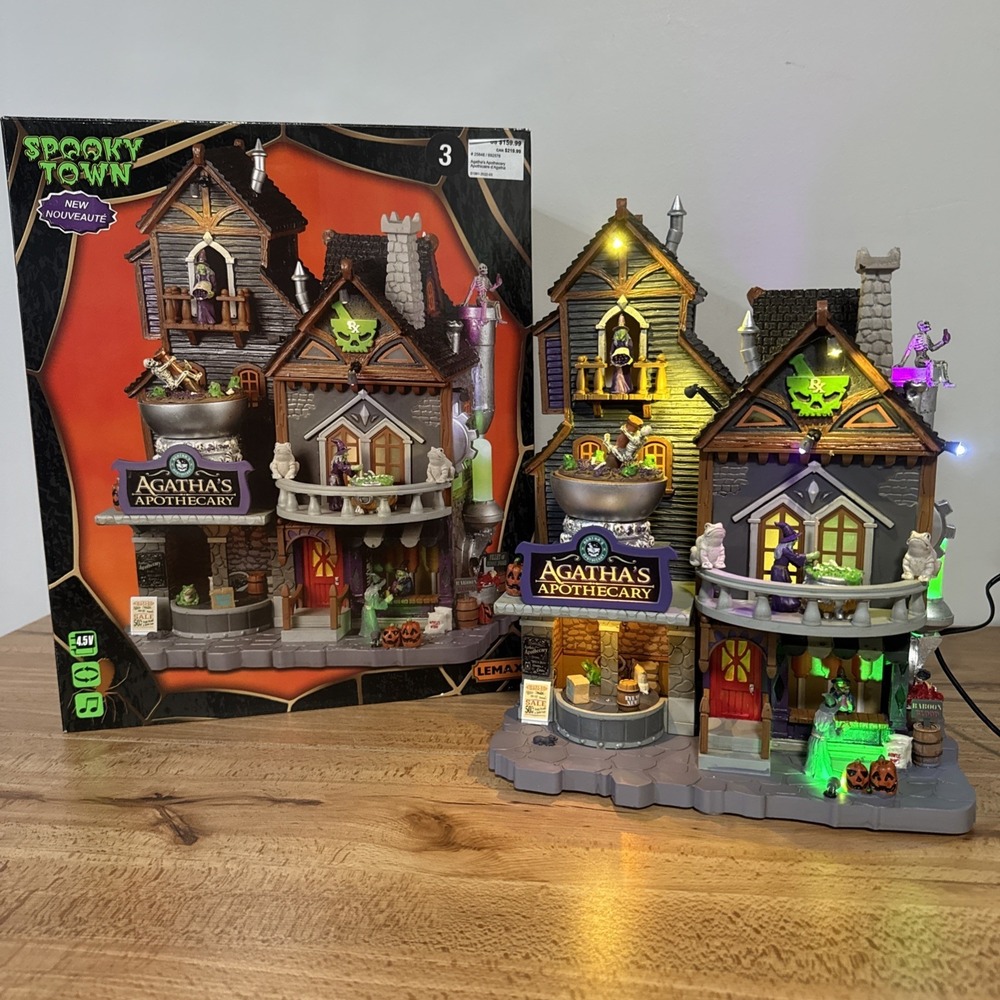 Lemax Spooky Town 2022 AGATHA'S APOTHECARY Halloween Village Sights & Sounds